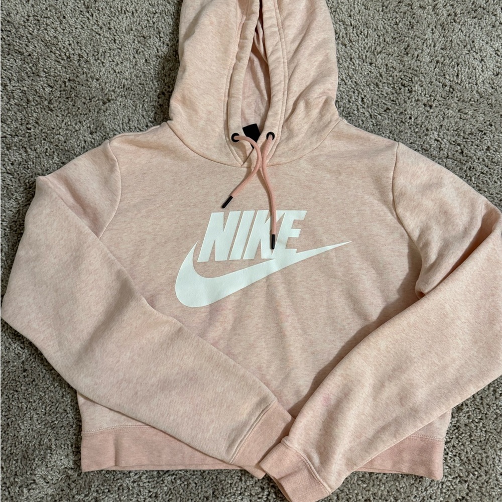 Nike Women's Light Pink Cropped Hoodie